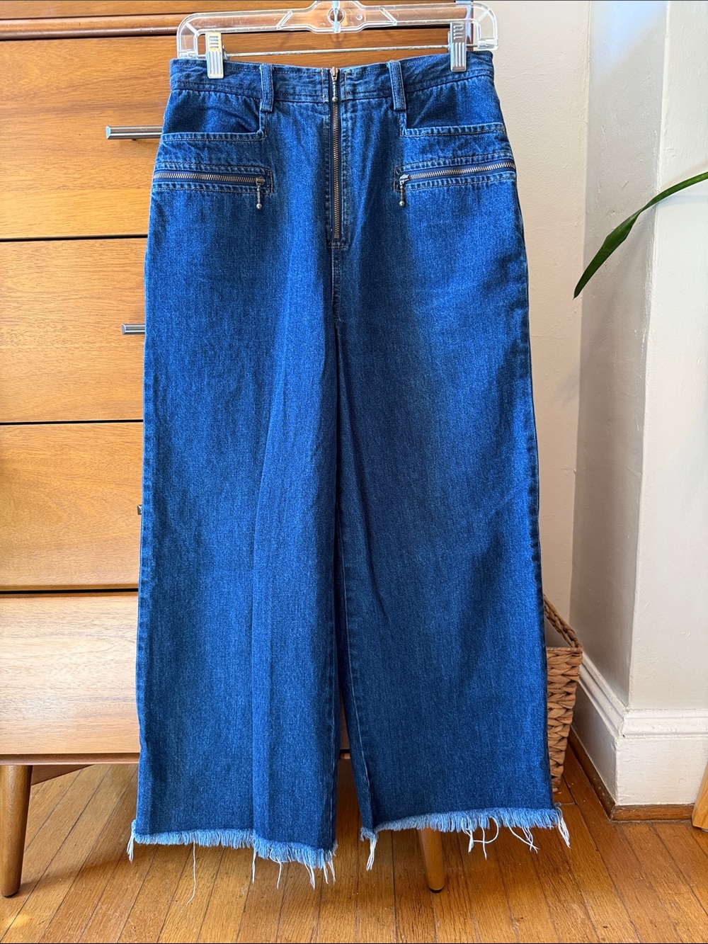 Madewell x Karen Walker Blue Wide-Leg ‘70s Denim Jeans with Front Zipper Sz 28